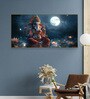 Gold Canvas Framed Lord Ganesha in Divine Moon Wall Painting