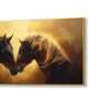 Gold Canvas Framed Majestic Equine Encounter in Art Wall Painting(18X36 Inch)