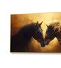 Gold Canvas Framed Majestic Equine Encounter in Art Wall Painting(12X24 Inch)