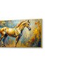 Gold Canvas Framed Majestic Equine Serenity in Nature Wall Painting(24X48 Inch)