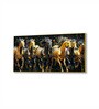 Gold Canvas Framed Majestic Equine Serenity in Nature Wall Painting(12X24 Inch)