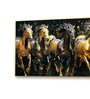 Gold Canvas Framed Majestic Equine Serenity in Nature Wall Painting(12X24 Inch)