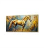 Gold Canvas Framed Majestic Equine Serenity in Nature Wall Painting(18X36 Inch)