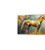 Gold Canvas Framed Majestic Equine Serenity in Nature Wall Painting(18X36 Inch)