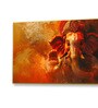 Gold Canvas Framed Majestic Ganesha on Orange Canvas Wall Painting(24X48 Inch)