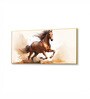 Gold Canvas Framed Majestic Horse Galloping Through Dust Wall Painting(24X48 Inch)