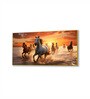 Gold Canvas Framed Majestic Horses Galloping at Sunset Wall Painting(18X36 Inch)