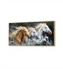 Gold Canvas Framed Majestic Horses Galloping Through Meadow Wall Painting(18X36 Inch)