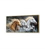 Gold Canvas Framed Majestic Horses Galloping Through Meadow Wall Painting(12X24 Inch)