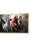 Gold Canvas Framed Majestic Horses in Dramatic Flight Wall Painting(24X48 Inch)