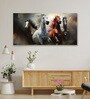 Gold Canvas Framed Majestic Horses in Dramatic Flight Wall Painting(24X48 Inch)