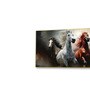 Gold Canvas Framed Majestic Horses in Dramatic Flight Wall Painting(24X48 Inch)