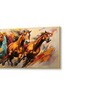 Gold Canvas Framed Majestic Horses in Ethereal Flight Wall Painting(24X48 Inch)