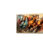 Gold Canvas Framed Majestic Horses in Ethereal Flight Wall Painting(18X36 Inch)