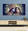 Gold Canvas Framed Radha Krishna: Colors of Love Wall Painting(24X48 Inch)