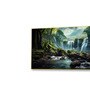 Gold Canvas Framed Serene Forest wild Waterfall Wall Painting(24X48 Inch)