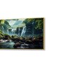 Gold Canvas Framed Serene Forest wild Waterfall Wall Painting(18X36 Inch)