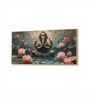 Gold Canvas Framed Serene Ganehsa on Nature Harmony Wall Painting