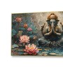 Gold Canvas Framed Serene Ganehsa on Nature Harmony Wall Painting