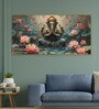 Gold Canvas Framed Serene Ganehsa on Nature Harmony Wall Painting
