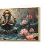 Gold Canvas Framed Serene Ganehsa on Nature Harmony Wall Painting