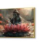 Gold Canvas Framed Serene Ganesha on Lotus Blossom Wall Painting