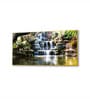 Gold Canvas Framed Tropical Oasis Waterfall Escape Wall Painting(12X24 Inch)