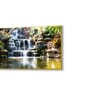 Gold Canvas Framed Tropical Oasis Waterfall Escape Wall Painting(12X24 Inch)