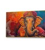Gold Canvas Framed Vibrant Ganesha Artistry in Color Wall Painting(12X24 Inch)