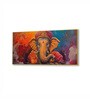 Gold Canvas Framed Vibrant Ganesha Artistry in Color Wall Painting(24X48 Inch)