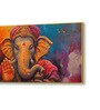 Gold Canvas Framed Vibrant Ganesha Artistry in Color Wall Painting(12X24 Inch)