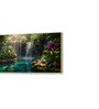 Gold Canvas Framed Woodland Waterfall Serenity Wall Painting(18X36 Inch)