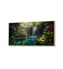 Gold Canvas Framed Woodland Waterfall Serenity Wall Painting(18X36 Inch)