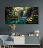 Gold Canvas Framed Woodland Waterfall Serenity Wall Painting(18X36 Inch)