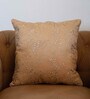 Gold Textured Chanderi Silk 16 x 16 Inch Embroidered Cushion Cover