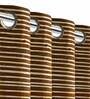 Gold Chenille Striped 9 Ft Light Filering Eyelet 2 Door Curtains