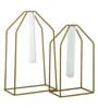 Gold Color Geometrical Set Of 2 Vase With Test Tube