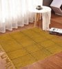 Gold Cotton Block Printed Hand Woven 2 x 2 Feet Dhurrie