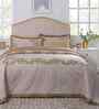 Gold Cotton Polyester Floral Print 145 GSM Double Bed Quilt