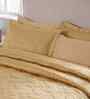 Gold Cotton Polyester Solid & Self Design 145 GSM Double Bed Quilt