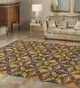 Gold Cotton Screen Printed Hand Woven 6 x 4 Feet Dhurrie