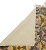 Gold Cotton Screen Printed Hand Woven 6 x 4 Feet Dhurrie