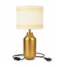 Gold Cylindrical Metal Table Lamp with Printed Shade   Home Decor Lighting