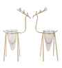 Gold Deer Cone Glass Tealight Holder Set of 2