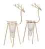 Gold Deer Cone Glass Tealight Holder Set of 2