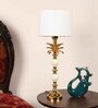 Damsel Beige Fabric Shade Table Lamp With Aluminium Base