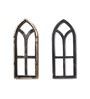 Gold Engineered Wood Vintage Style Window Shaped Jharoka, Set of 2