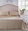 Gold Ethnic Motifs 400 TC Cotton King Size Bed Sheet with 2 Pillow Covers Classical Ornate Collection