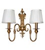 Gold European-style Double Light Steel Wall Sconce With 6 Inch Pleated Fabric Shades