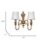 Gold European-style Double Light Steel Wall Sconce With 6 Inch Pleated Fabric Shades